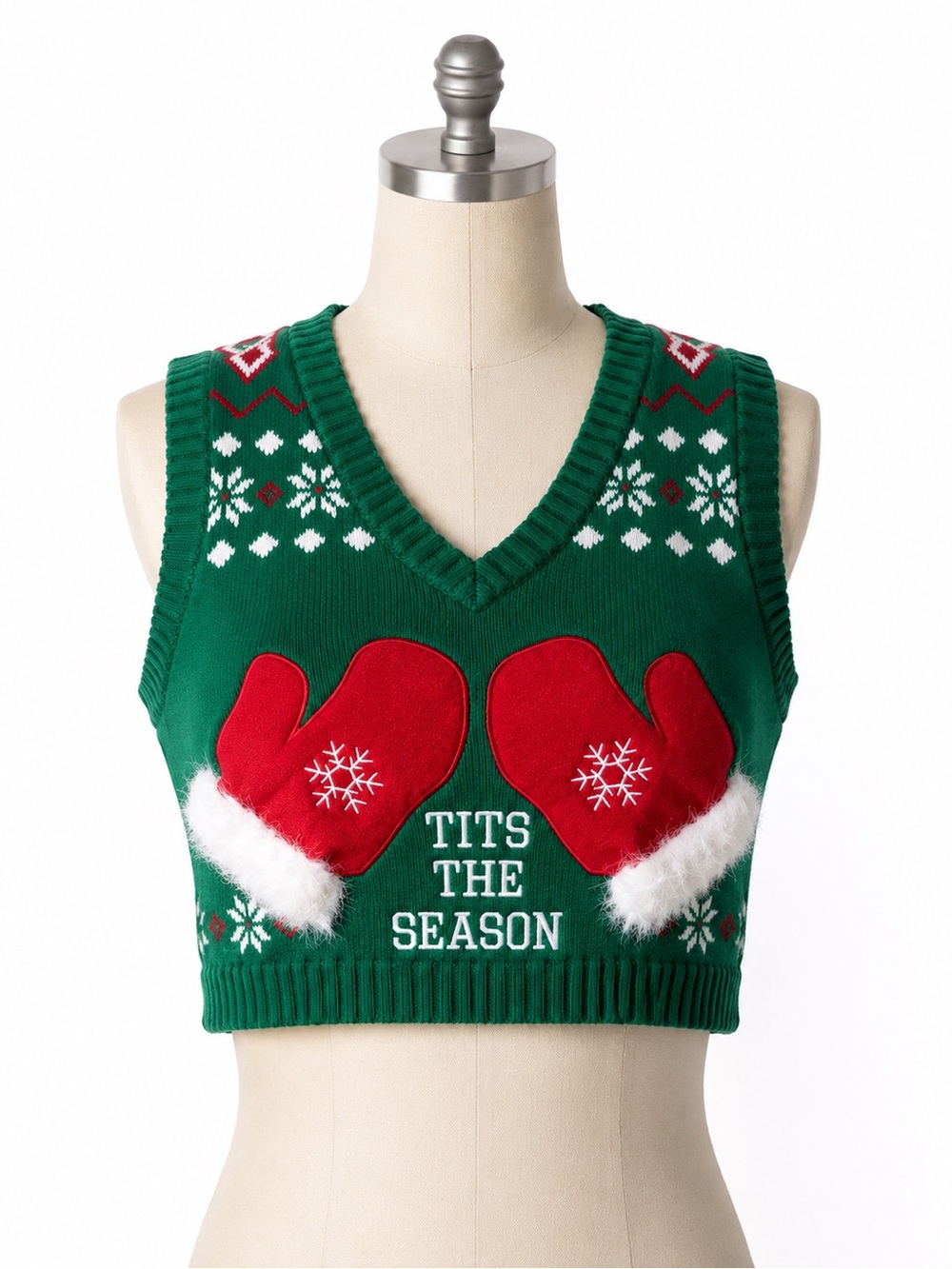Spencer’s funny Cropped Ugly Christmas Sweater Vest Medium
